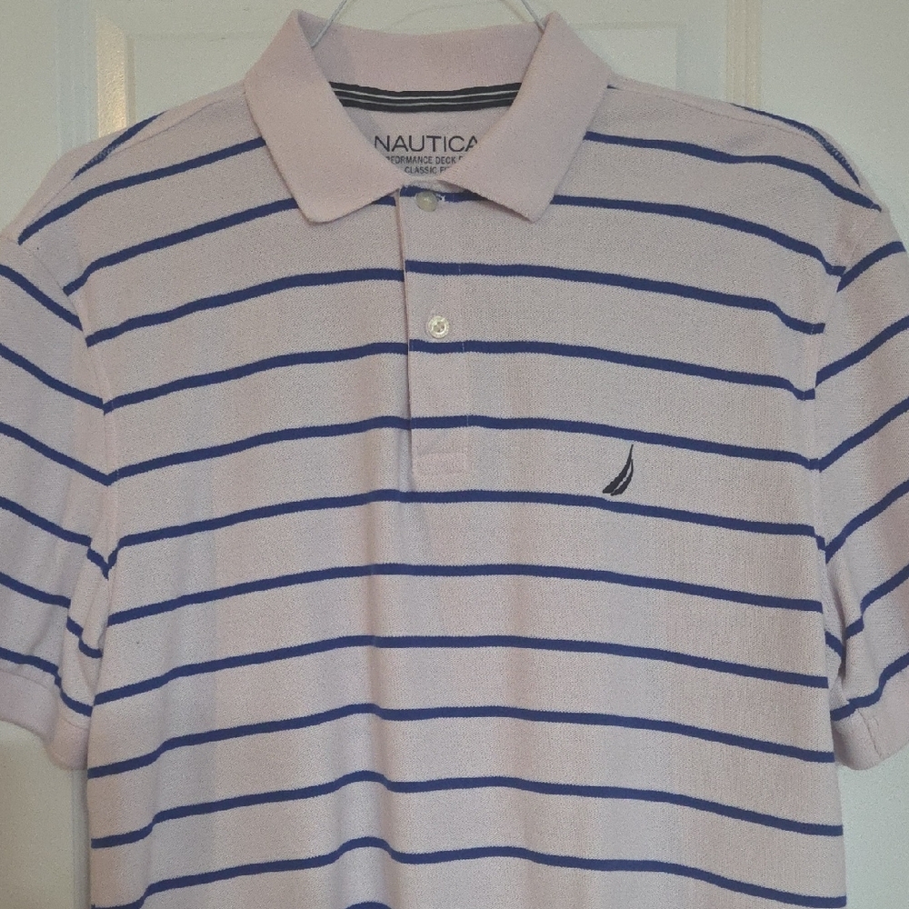 Nautica Men's Polo Shirt. Faded White/pink. *Price Is Firm*
